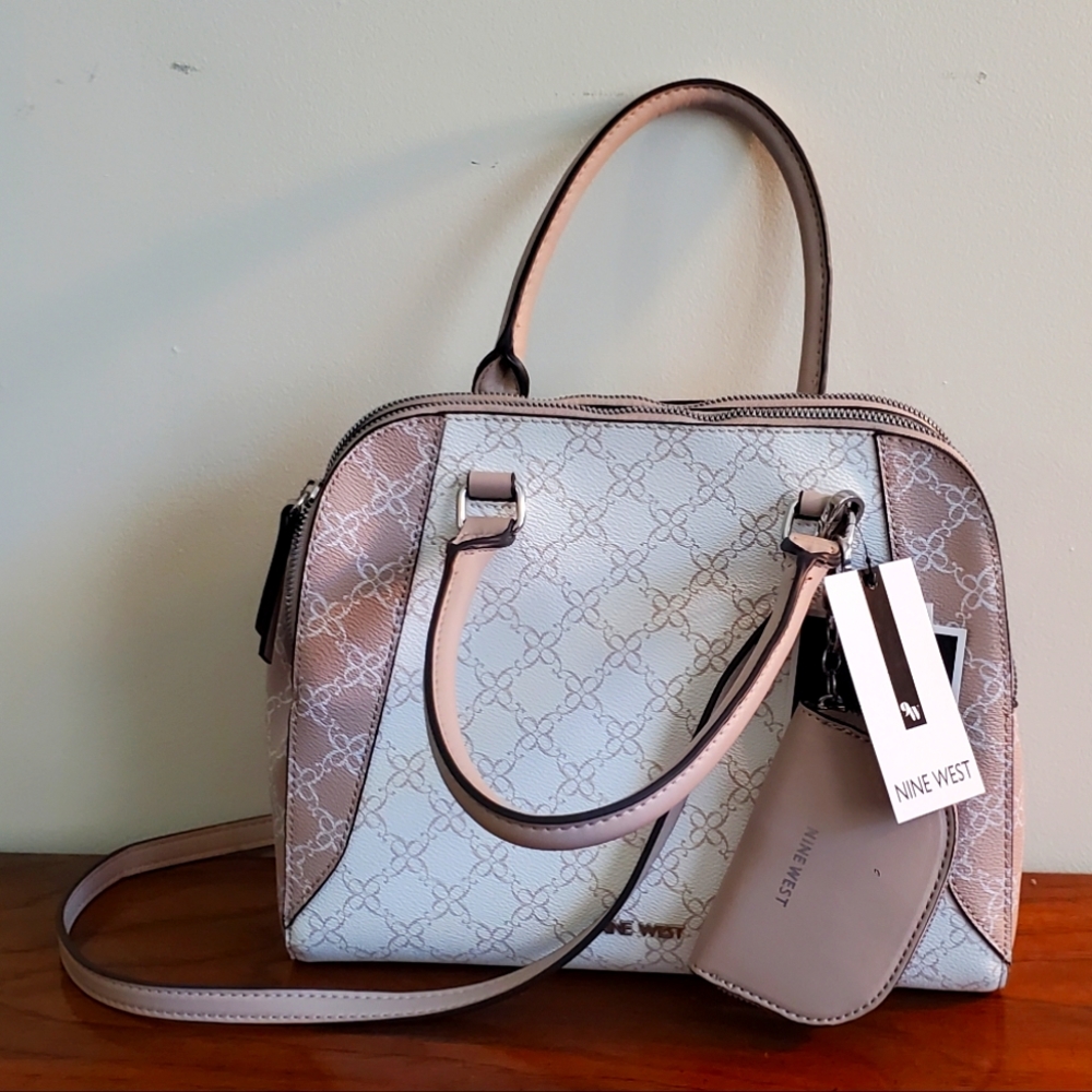 NWT Nine West Satchel w/adjustable shoulder strap & matching card case